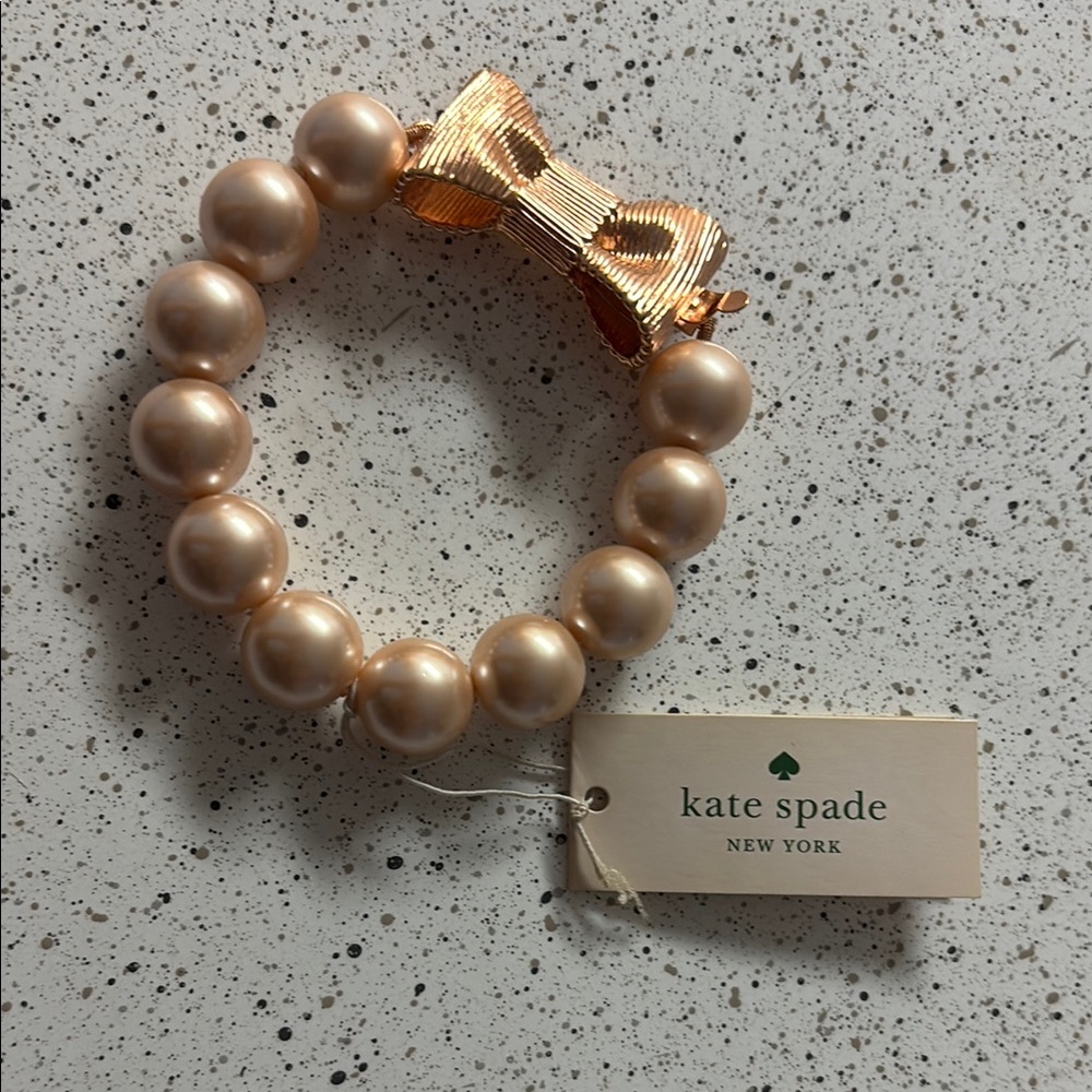 Kate Spade blush “All Wrapped Up in Pearls” Bracelet with Rose Gold Bow